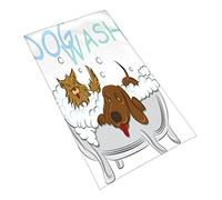 Dogs Hand Towels Cute Animals Bathing in A Bathtub Dog Wash Lettering Funny Brown White Soft Absorbent Hand Towel Spa Gym Hotel Bath Bathroom Shower Towel
