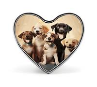 Dogs Happy Party Button Pin Heart Shape Alloy Lapel Pins Badges Novelty Funny Enamel Pins Personalized Pinback Button Badges Cute Heart Brooche for Jackets Bags