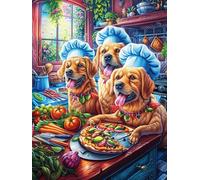 Dogs Having A Feast in A Kitchen 1000 Piece Pack DIY Jigsaw Puzzle Science Fiction Magical Dream Collectors Cognitive Development Educational Decorative Puzzle Gifts for Adults High-grade Cardboard 1