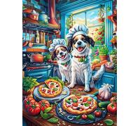 Dogs Having A Pizza Party in A Kitchen 300-piece Jigsaw Puzzle Set Science Fiction Magical Dream For Adults Teens 14+ Logic Skill Indoor Game Family Game Night Summer Durable Material 3