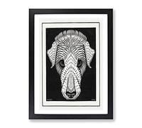 Dogs Head By Julie De Graag Classic Painting Framed Wall Art Print, Ready to Hang Picture for Living Room Bedroom Home Office Décor, Black A4 (34 x 25 cm)