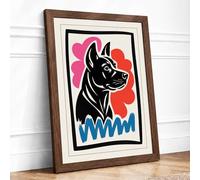 Dog's Head in Profile Graphic Art Framed Wall Art Print A2 (59.4×42cm) Walnut, Wall Decor for Living Room, Bedroom, Office & Home, Ready to Hang, Art Gift