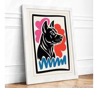 Dog's Head in Profile Graphic Art Framed Wall Art Print A3 White