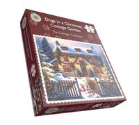 Dogs in a Christmas Cottage Garden With Snow 500 & 1000 Piece Festive Jigsaw Puzzle For Adults - Family Fun Games For Xmas - Made In Britain Size 66 x 50cm (500 Piece)