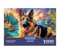 Dogs in Fantasy Landscape 1000 Piece German Shepherd Playful Vibrant Artplastic Jigsaw Puzzle Sturdy Premium Precision Cut Thick Pieces Fit Perfectly Clear Print 70x50cm/1000pcs