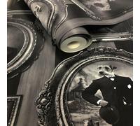 Muriva J59309 Black and White Dogs in Frames Wallpaper 10.05m long x 0.53m wide