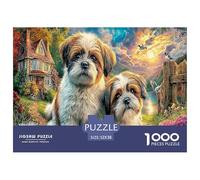 Dogs in Garden Challenging Puzzles 1000 Pc - Chihuahua & Elephant for Men And Women Recycled Paper Suitable for Wall Decompression52x38cm/1000pcs