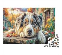 Dogs in Mountain View 1000 Piece Dog Lying on Porch in Mountain Village Jigsaws Puzzles for Adults And Kids Challenging Games 1000 Pieces Beautiful Decoration Birthday Gifts 38x26cm/1000pcs