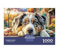 Dogs in Mountain View 1000 Piece Jigsaw Puzzles Aussie Shepherd Dog for Adult Educational Game Beautiful Decoration Challenge High Difficulty Male And Female Birthday 38x26cm/1000pcs Gifts