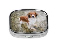 Dogs in The Water River Brown White Dogs Paniel,Meta Pill Box 2 Compartment Medicine Case,Portable Organizer,Rectangle Meta Portable Organizer Pill Box 1157 Compartment Medicine Case