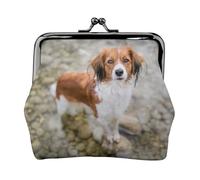 Dogs in The Water River Brown White Dogs Paniel, PU Leather Coin Purse, Small Wallets, Change Pouch with Kiss Lock Clasp Buckle, Change Purse