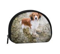 Dogs in The Water River Brown White Dogs PanielSmall Makeup Sanitary Napkin Storage Bag,Women's Cosmetic Coin Purse