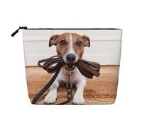 Dogs Jack Russell Terrier Animals, Cosmetic Bag Imitation Linen Makeup Bag Portable Travel Toiletry Bag