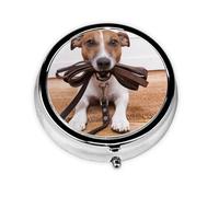 Dogs Jack Russell Terrier Animals, Pill Box Round Pill Case for Pocket Or Purse Small Pill Container Travel Pill Organizer