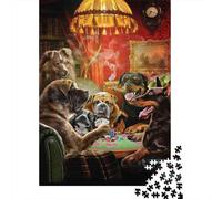 Dogs Jigsaw Puzzle 1000 Piece Recycled Paper for Adults Poker NightPuzzle Educational Game Decompression Home Activity Great Gift Idea 52x38cm/1000pcs