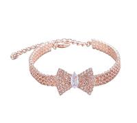 Dogs Kingdom Elegant Fancy Rhinestone Jewelry Dog Cat Necklace Dog Cat Crystal Bowknot Charm Collar Accessories,Rose Gold,M:10-13" Neck