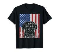 Dogs Labrador Retriever Monochrome Dog USA Flag Graphic T-Shirt