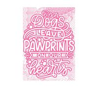 Dogs Leave paw Prints in Our Hearts Inspirational Quotes Fine Carving Stickers 57.6x81.3cm Art Mural Painting Pink