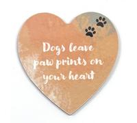 Dogs Leave Pawprints Heart-shaped Novelty Coaster - Unique Gift for a Dog Lover - Made in UK