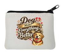 Dogs Make Life More Joyful Neoprene Coin Purse Pouch 10x11cm White