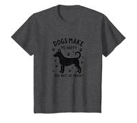 Dogs Make Me Happy, You Not So Much! Funny Pet Lover T-Shirt, Kids, Dark Heather Grey, 12 Years