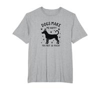 Dogs Make Me Happy, You Not So Much! Funny Pet Lover T-Shirt, Men's Big and Tall, Heather Grey, 4X Tall