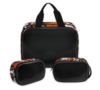 Dogs Makeup Bag for Women Men, Doodle Dogs Colorfu Translucent Cosmetic Bag Wash Pouch Shower Bag 3 Pcs Travel Toiletry Toiletries Cosmetic Organizer
