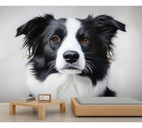 Dogs Mural Border Collies Wallpaper Animal Portraits Wall Mural Panoramic Office Reception Studio Backdrop Custom Photo Wallpaper (Non-self-Adhesive)