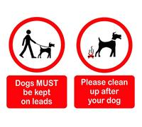 Dogs MUST be kept on leads & Please clean up after your dog DUAL message SIGN (A5 210x148mm, 5mm PVC)