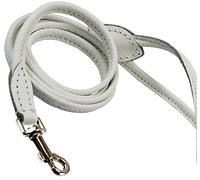 Dogs My Love 4ft Long Round Genuine Rolled Leather Dog Leash White (X-Small: 1/4 (6mm))