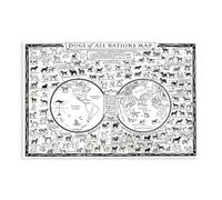 Dogs of The World - 1936 Pictorial Map Showing The Dogs of All Nations Poster Bedroom Canvas Decor Print Wall Art Office Room Aesthetic Decor Gift 16x