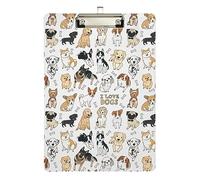 Dogs Pattern Clipboard Cute Design Letter Size Clipboard A4 Standard Size 9 x 12.5 Inch with Low Profile Metal Clip for Students, Classroom, office, Women, Kids