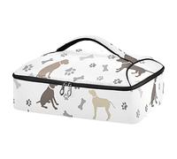 Dogs Paws and Bones Seamless Reusable Insulated Pizza Bag, Waterproof Food Delivery Bag, with Handle Lid Leakproof Pizza Holder Tote for Hot or Cold Food