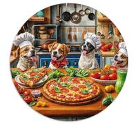 Dogs' Pizza Meal 1000 Piece Circular Puzzle Animal Learning Through Play Educational Puzzle for Kids & Adults Idea Home Decor 1000pcs (67.5x67.5cm)