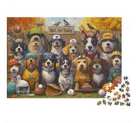 Dogs Playing Baseball Jigsaw Puzzles Puzzle for Adults Kids. 1000 Pieces Impossible Challenge Toy Educational Game Home Decoration for Adults& Kids Age 14 Years Up 52x38cm/1000pcs