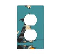 Dogs Playing Musical Instruments Duplex Receptacle Outlet Wall Plate, Standard Size 1-Gang, Polycarbonate Thermoplastic.