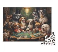 Dogs Playing Poker 1000 Pieces Dogs Poker Game Jigsaw Puzzle for People with Stress And Anxiety Recycled Cardboard Challenging & Brainteasing 52x38cm/1000pcs