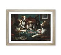 Dogs Playing Poker by Cassius Marcellus Coolidge Framed Print | A2 Oak Framed Wall Art | Ready to Hang | Modern Animal Picture | Living Room Bedroom Lounge Office