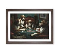 Dogs Playing Poker by Cassius Marcellus Coolidge Framed Print | A2 Walnut Framed Wall Art | Ready to Hang | Modern Animal Picture | Living Room Bedroom Lounge Office