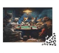 Dogs Playing Poker Jigsaw Puzzles 1000 Pieces with Clean Edges Centenary Jigsaws As A Concentration Training Puzzle for Decompression And Decor 38x26cm/1000pcs