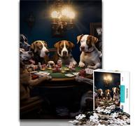 Dogs Playing Poker Puzzles for Teenagers 1000 Pieces,Help The Brain Exercise Addictive Toys to Cultivate Patience Unique Challenge Game 38x26cm