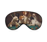 Dogs Playing Pool Billiards Drinking Beer Blackout Sleep Mask for Side Sleeper Soft Covers for Travel Essentials Nap