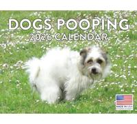 Dogs Pooping Calendar 2026 Pooches Funny White Elephant Gifts Monthly Wall Calender 12 Month | American Made In The USA