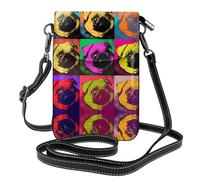 Dogs Pop Art Pug Crossbody phone bag with flip cover and card slot, perfect for travel, everyday use, and outdoor use.