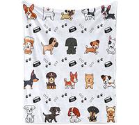 Dogs Print Baby Blanket for Boys Girls, Cute Cartoon Soft Plush Flannel Blanket with Dogs on It for Crib, Cozy Warm Little Puppy Fluffy Throw Blanket Gift for Dogs Lover Toddler Pets, 100 x 130 cm