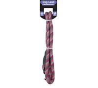 Dogs Reflective Rope Lead - 120cm with heavy duty carabiner clip, Rope Lead, 1.2 Meter Leash, Comfortable Handle, Highly Reflective, for Puppies, Small and Medium Dogs. COLOUR (PINK/GREY)