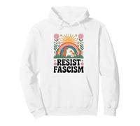 Dogs Resist Fascism Retro Groovy Rainbow No Kings Hippie Pullover Hoodie