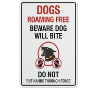Dogs Roaming Beware Dog Will Bite Do Not Put Hands Through Fence Warning Metal Sign Tin Signs Aluminum For Outdoors Use Yard Farm Fence Home Wall Decor 8X12 Inch