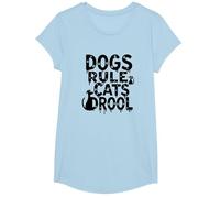 Dogs Rule Cats Drool Pet Lover Humor Graphic T-Shirt, Girls, Baby Blue, XS