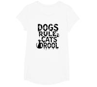 Dogs Rule Cats Drool Pet Lover Humor Graphic T-Shirt, Girls, White, Large